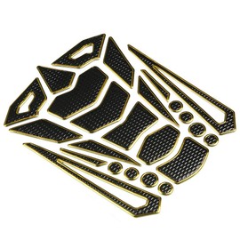 KIMISS 1pcs Universal Motorcycle Tank Pad Protector, Rubber Colorful Gas Tank Sticker Tank Traction Pad Motorcycle Tank Sticker (Gold Rim)