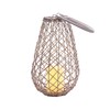 Mikasa LED Pear Shape Wicker Lantern, 13 Inch, Gray