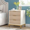 Tribesigns Night Stands for Bedrooms, White and Gold Light Wood