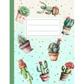 Retro Watercolor Cactus Composition Notebook Wide Ruled: Adorable Retro Watercolor Cactus - Journal For Note-Taking. The Perfect Novelty Diary Gift!