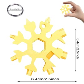 18 in 1 Snowflake Multi Tool, Snowflake Multitool Tool, Snowflake Multitool Stainless Steel Snowflake Tool, Snowflake Multitool for Dad Birthday Christmas Gifts (Gold)