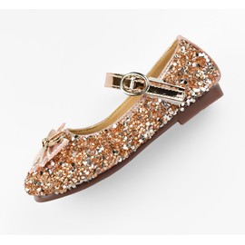 QUNUNOIRE - Shoes Princess Girls Glitter Shoes Girls Cosplay with Sequins Elegant for Ceremony Party, champagne