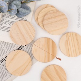 Framendino, 8 Pack Unfinished Wooden Coasters 4 Inch Blank Round Wood Coaster for DIY Painting Engraving Home Decorations