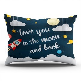 WEINIYA Bedroom Custom Decor Love You to The Moon and Back Colorful Throw Pillow Cover Cushion Case Fashion One Sided Printed Design Boudoir 12x16 Inches