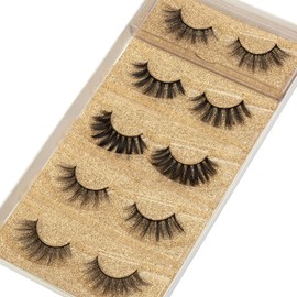 DYSILK 5 Pairs 6D Mink Eyelashes 5 Styles Mixed Lashes Faux Natural Fluffy Cross False Eyelashes Wispy Long Extension Fake Eyelashes Thick Soft Eyelashes Reusable Pack No Glue |005-(15mm-18mm)