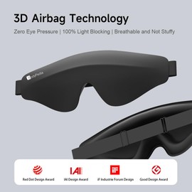 BodyPedia Air 3D Sleep Eye Mask for Men Women, Mask for Side Sleeper, Complete Light Blocking 3D Sleeping Eye Mask, Relaxing Zero Pressure Night Blindfold, Soft Breathable Eye Cover, Black