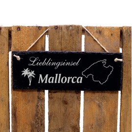 Slate Board Favourite Island Mallorca with Palm Tree Motif 22 x 8 cm