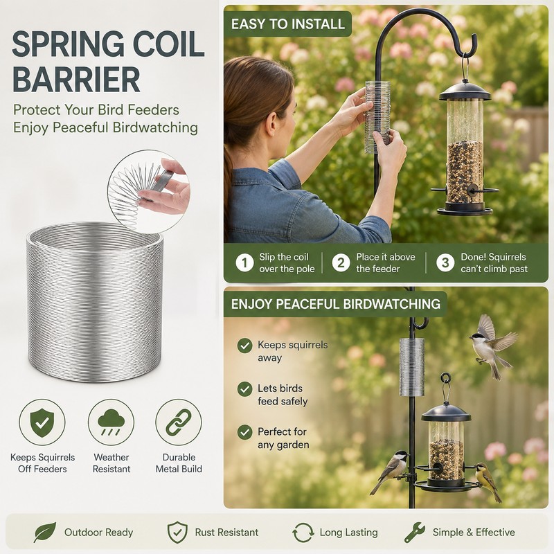 2-Pack Squirrel Barrier Springs for Bird Feeders – Metal Wrap-Around