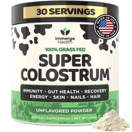 ImmergeHealth.com- Super MOO Suplemento de Calostro Bovino en Polvo Polvo de Calostro Bovino Puro Alimentado con Hierba para Humanos, Wo