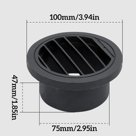 ALI2 Pack of 2 Car Heater Air Duct Vent Outlet ABS Plastic Fan Heater Air Outlet Auxiliary Heater Exhaust Cap Vent Cap Rotating Round Flat Head 75 mm Air Vent Outlet
