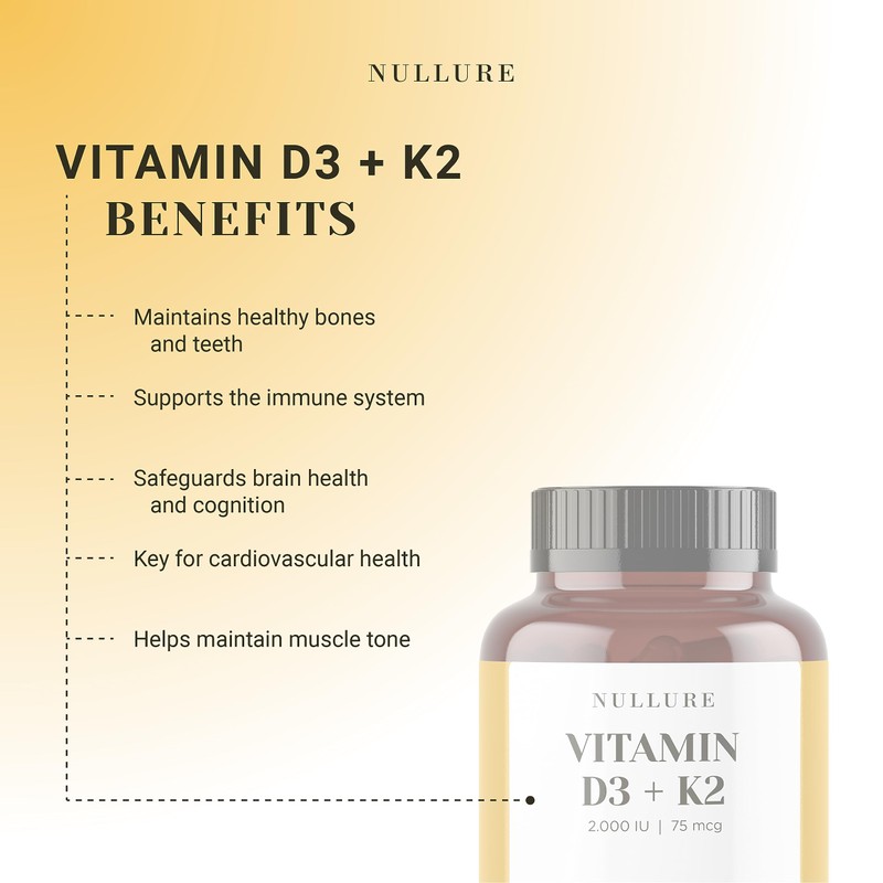 Nullure Vitamin D3 K2 (MK7) Natural | 2000 IU |