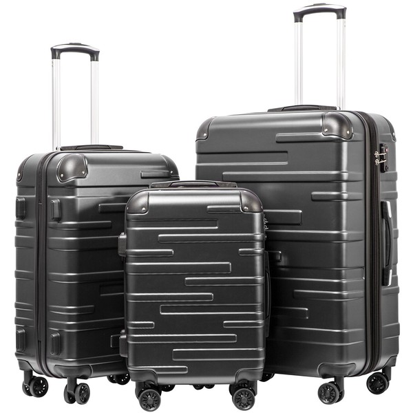 Coolife Luggage Expandable(only 28") Suitcase 3 Piece Set with TSA