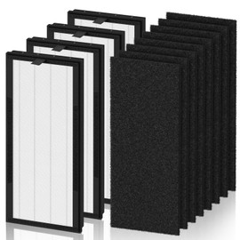 True HEPA Replacement Filter for VEVA 8000 Elite Pro Series Air Purifier, 4 HEPA Filters & 8 Premium Activated Carbon Pre Filters (2+ Year Supply) for Complete Tower Air Cleaner Home & Office