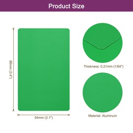 MECCANIXITY 200Pcs Metal Business Card Blanks,1/64" Thick 3.4x2 Green Aluminum Laser Engraving Materials Unique Cards for DIY Name Cards,Credit,Luggage Tags