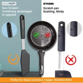 Silicone Spatulas, Offset Spatulas, Waterproof Mixer GEEKHOM 600F Heat Resistant Extra Large and Wide Flexible Spatulas Rubber Turners,1 PACK LONG Kitchen Cooking Utensils Set for Pancake