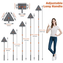 UIMO Wall Cleaner Mop with 94" Long Handle, 2-in-1 Triangle & Rectangle Head with Squeegee, 10 Washable Pads, Baseboard Cleaner Tool for Walls Scrubber, Ceilings, Windows, Glass, Fans, Doors, Corners