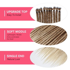 Thin Ombre Brown to Blonde Dreadlocks Extensions 22" 0.6cm Synthetic Crochet Braided Hair Backcombed Dreads Extensions(10 Strands)