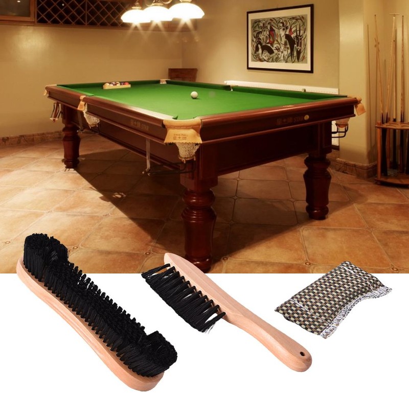 Wooden Billiards Pool Table and Rail Brush Set Nylon Bristles