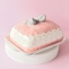 Gaolinci Cute Sweater Bow Butter Dish, Pink Ceramic Dessert Dish