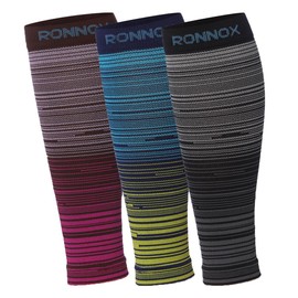 Tipi Toe Unisex 3-Pairs Bright Colored Space Dye Duos White & Pink, Blue & Yellow, White & Grey Calf Compression Tube Sleeves 12-14 mmHg Great for Athletic & Medical Use CP16-XL-T1