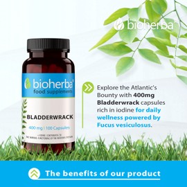 BIOHERBA BLADDERWRACK 400mg, 100 Capsules - Dive into Wellness with Bladder Wrack Powder in caps. Harness The Ocean's Power for Your Vitality