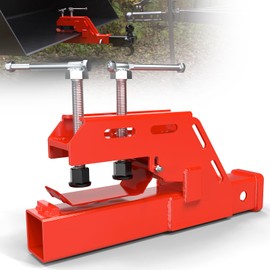 Clamp on Trailer Hitch 2" Receiver for Tractor Bucket, Non-Slip Tractor Bucket Trailer Adapter Mount for Kubota Deere Bobcat Hitch Attachment (Red)
