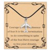 FEELMEM Airplane Charm Leather Cord Chain Necklace Fly Safe Pilot