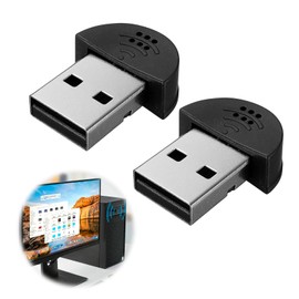 Vidsmow 2PCS Black Mini USB 2.0 Microphone for PC, Portable Omnidirectional Plug-and-Play Desktop Laptop Mic with Noise Reduction, Driver-Free Audio Recorder