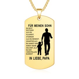 YOTHIWAD Necklace for My Son, Dog Tag Chain “An Meinen Sohn”, Necklace with Engraving, Inspirational Text Gift for Son from Mum and Dad, Stainless Steel