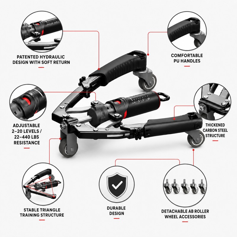3-in-1 Hydraulic Arm Trainer for Upper-Body Workouts – Adjustable Chest