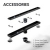 LISEEGO Linear Shower Drain 28 Inch Black, Brushed AISI 304