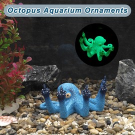 CAPASTEC Fish Tank Decor, Octopus Aquarium Ornament, Funny Octopus Fish Tank Decorations, Resin Fish Tank Decoration, Blue