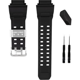 unilabo Resin Watch Band Compatible for Casio G-shock 10455201 GW9400 GW-9400 GW-9400BJ-1 GW-9400J-1 GW9200 GW-9200 GW9300 GW-9300 G9400 G-9400 Strap Replacement for men and women wirst watchband (Black Band Silver Buckle)