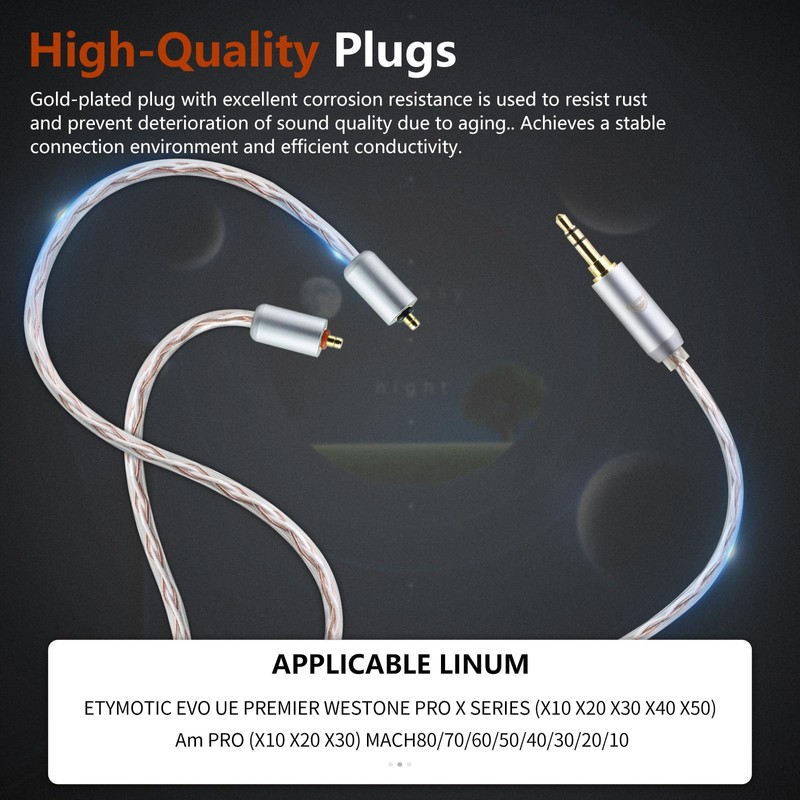okcsc IPX to 3.5MM 4 Core Upgraded Replacement Headphone Cable