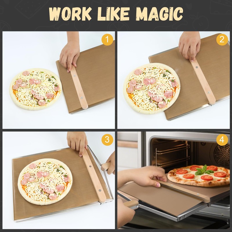 Sliding Pizza Peel, large Pizza Peel Metal Sliding Tray 15"