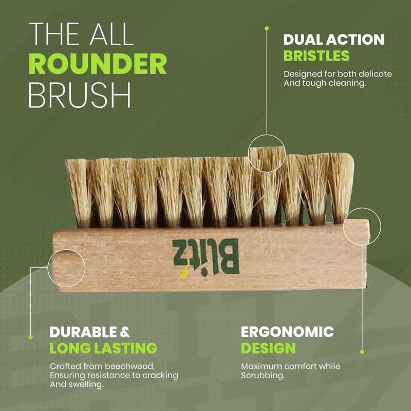 Blitz Sneaker Cleaning Kit, 100ml Solution, Wooden Brush, Microfiber Cloth,