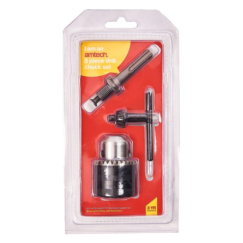 Amtech V1282 3 Piece Drill Chuck Set