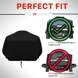 Suphomeware Grill Cover for Ninja Premium XL Grill, Heavy Duty BBQ Grill Accessories for Ninja OG800 OG900 and OG951 Series Woodfire Pro Outdoor Grill.