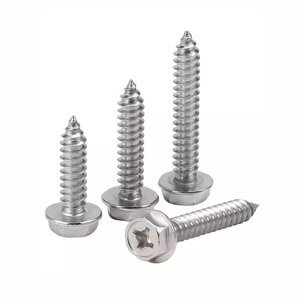FandWay Hexagonal Flange Phillips with Washer Self-Tapping Screws, M4 x