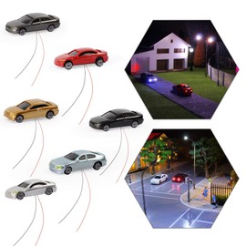 EC150 12pcs 1:150 N Scale Model Lighted Cars (Color Random) with 12V LEDs for Building Layout New