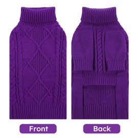 ASENKU Knitted Dog Sweater, Pullover Big Thermal Dog Winter Sweater, Turtleneck Doggy Sweaters for Large Medium Dogs Boy Girl,Warm Pet Sweatshirt for Boston Terrier,French Bulldog,L