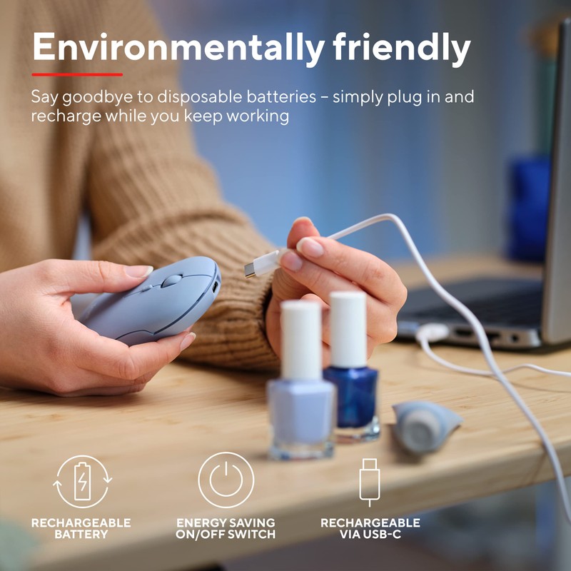 Trust Puck Wiederaufladbare Kabellose Maus, Bluetooth und 2.4 GHz Verbindung