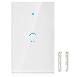 Interruptor de Inteligente de 1 Vía, Wifi Interruptor con Pantalla Táctil, Interruptor de Control de Voz Altamente Sensibles Adecuado para (US White)