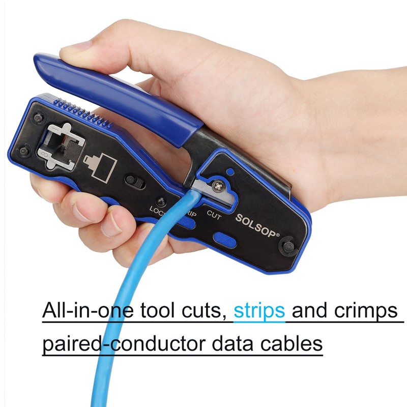 Solsop Pass Through RJ45 Crimp Tool Kit Ethernet Crimper Tool