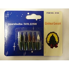 MRS CHRISTMAS LTD 4 Push in Coloured Spare Bulbs 3v 0.225w + 1 Fuse Bulb
