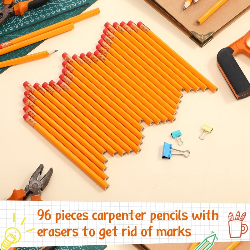 96 Pcs Jumbo Pencils, Black Core, Cedar Wood, Orange, Triangle