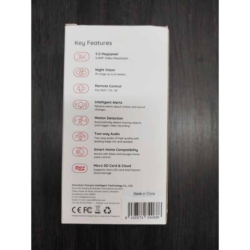 Foscam IP Camera X5 White WiFi LAN 5MP Security Human