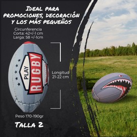 RUGBIER Mini Rugby Ball for Boys and Girls T2 - Start and Training - Promotional Ball - Rugby Gift - Shark Model