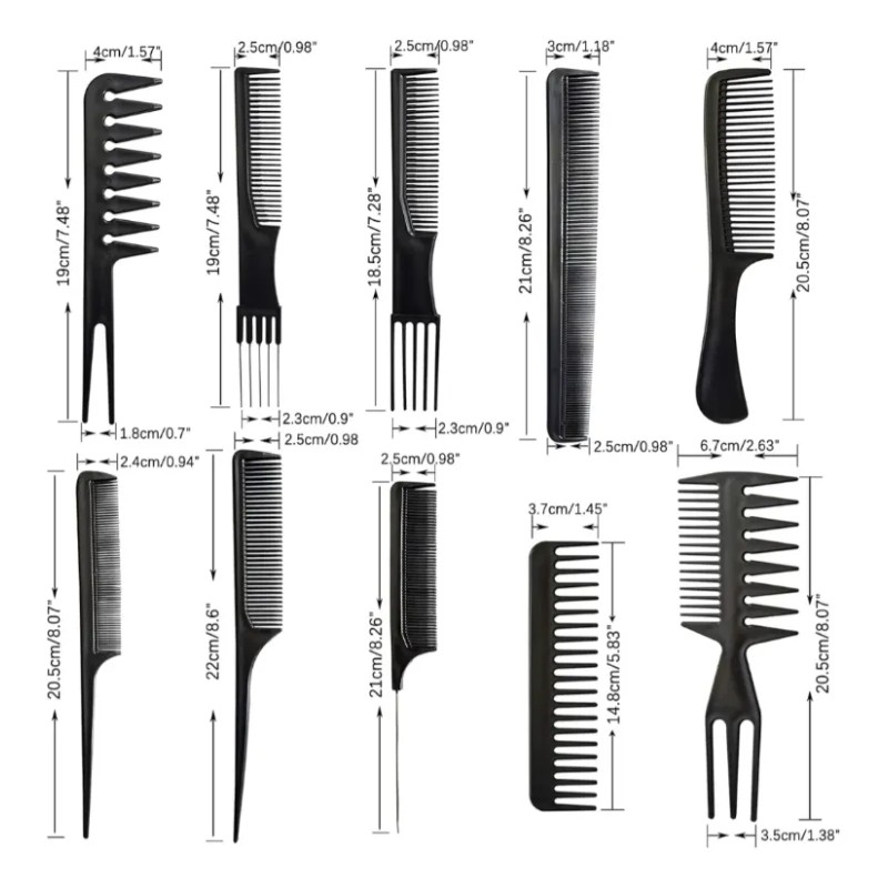 Peine Peluqueria Kit Profesional Barberia Estilista10pc Rosa