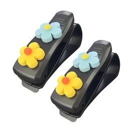 UHANBUT 2PCS Flowers Car Sun Visor Sunglass Holder, Cute Automotive Visor Eyeglass & Card Storage Clip, Universal Vehicle Interior Bracket Accessories for Different Size Glasses (Yellow/Blue)